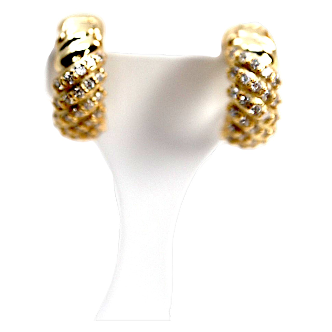 Gold Plated Small Hoops with Sparkling Cubic Zirconium - and Affordable - Image 4