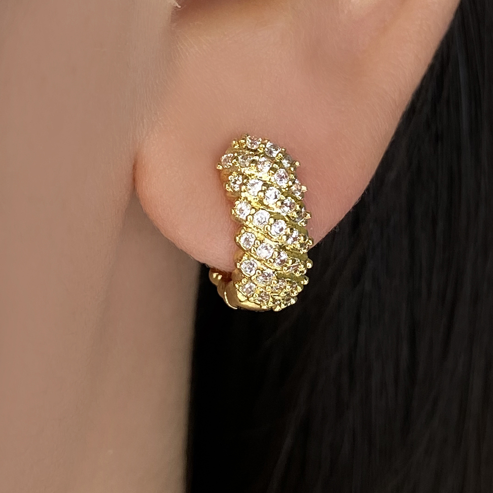 Gold Plated Small Hoops with Sparkling Cubic Zirconium - and Affordable - Image 3