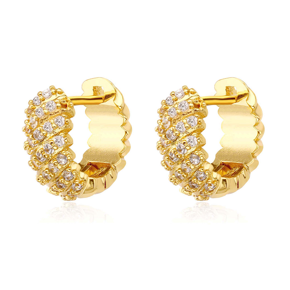 Gold Plated Small Hoops with Sparkling Cubic Zirconium - and Affordable