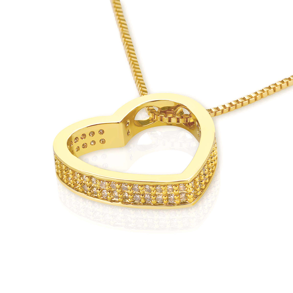 Shine Bright with 18K Gold Plated Heart Pendant with Cubic Zirconia - Image 2