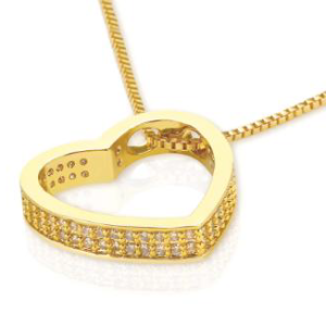 Shine Bright with 18K Gold Plated Heart Pendant with Cubic Zirconia