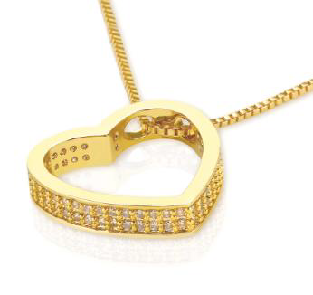 Shine Bright with 18K Gold Plated Heart Pendant with Cubic Zirconia