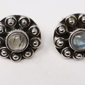 Sunflower 925 Sterling Silver Moonstone Stud Earrings - Stylish Jewelry for