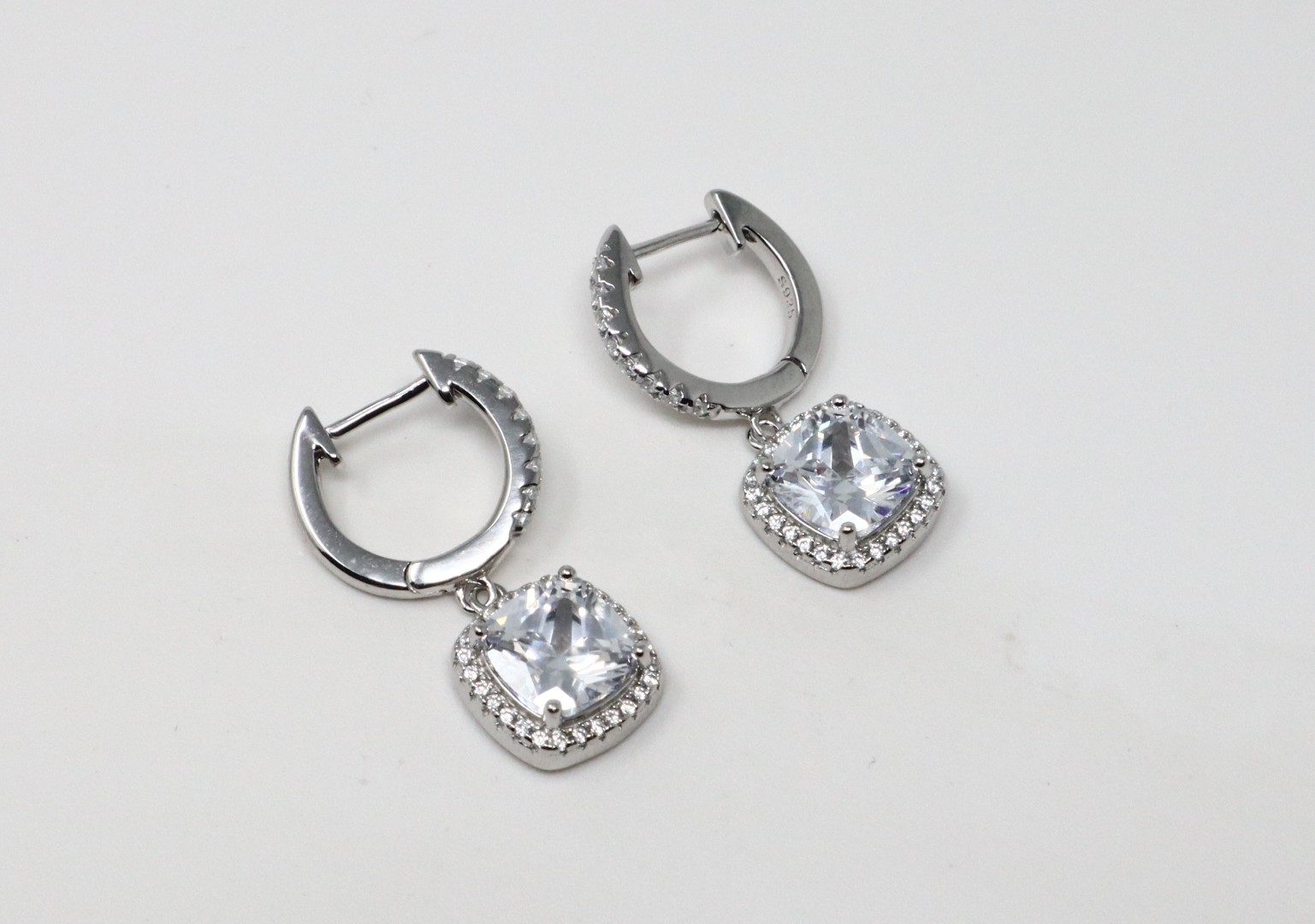 White Gold Plated Hoop Earrings - Elegant & - Image 2