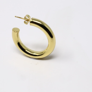 18K Gold Plated Simple Circle Hoop Earrings - C Shape Earrings