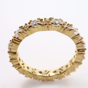 Elegant Gold Plated 925 Sterling Silver Ring with Cubic Zirconia - Size 7-8