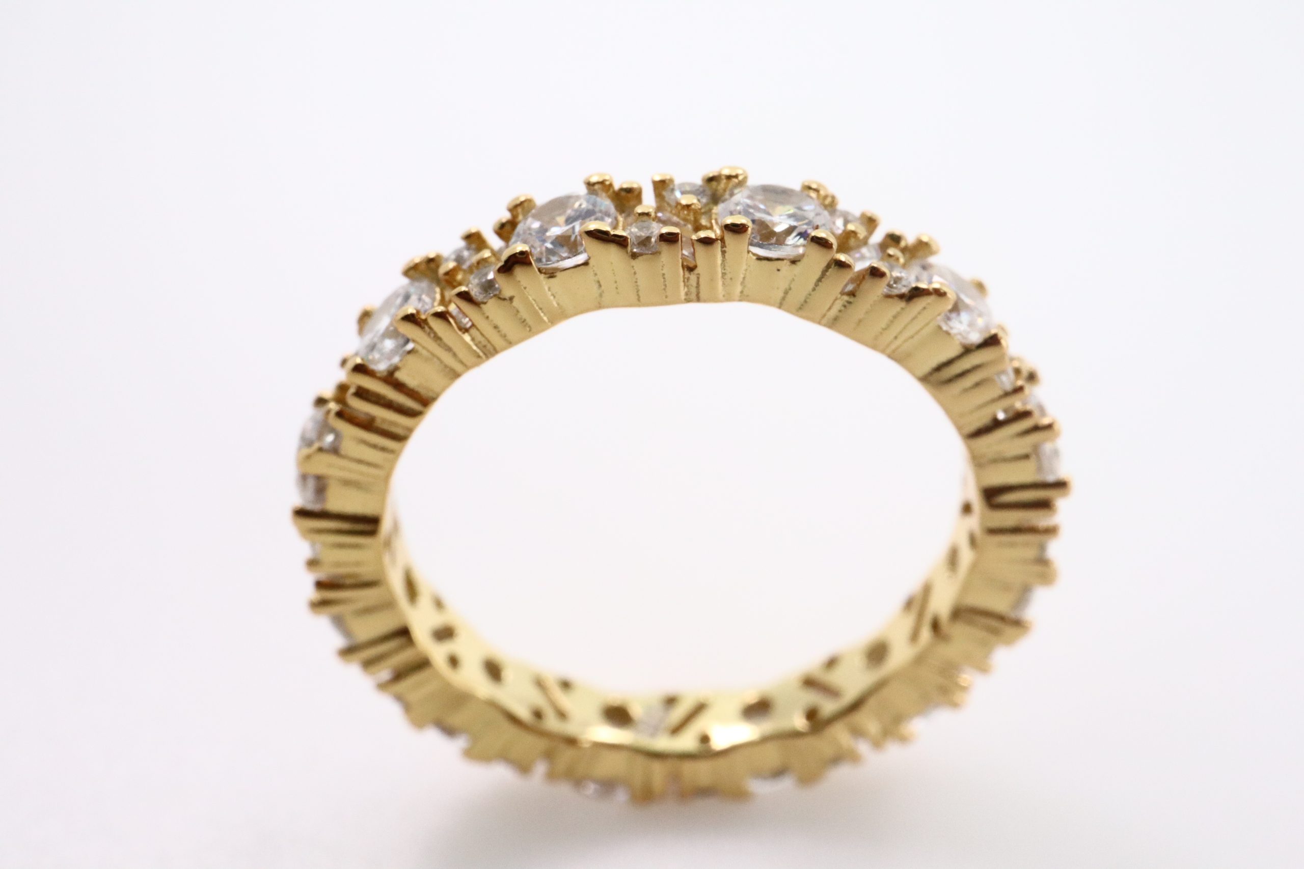 Elegant Gold Plated 925 Sterling Silver Ring with Cubic Zirconia - Size 7-8