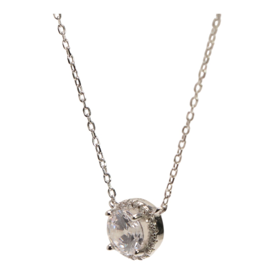 925 Sterling Silver Cubic Zirconia Necklace Set - Sparkling Silver Chain - Image 4