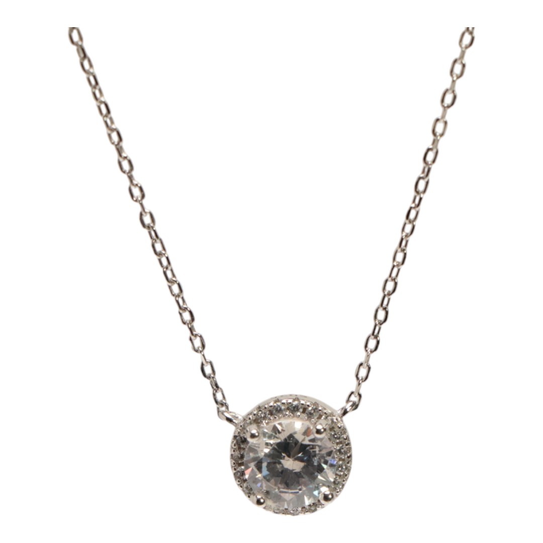 925 Sterling Silver Cubic Zirconia Necklace Set - Sparkling Silver Chain - Image 2